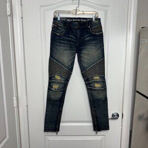 Rock Revival Naline Moto Skinny Jeans – Size 29 – Distressed Low Rise